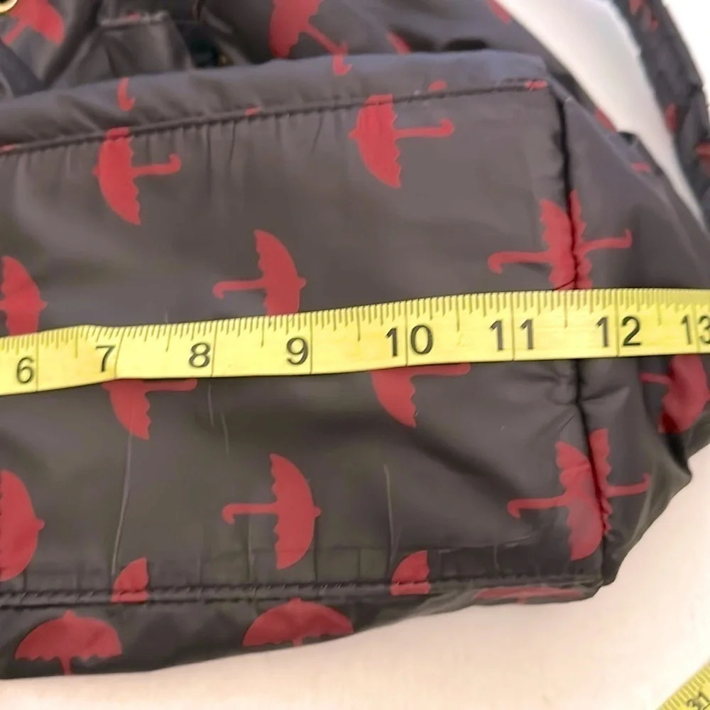Anna Christina Firenze Red and Black umbrella Patterned Backpack EUC